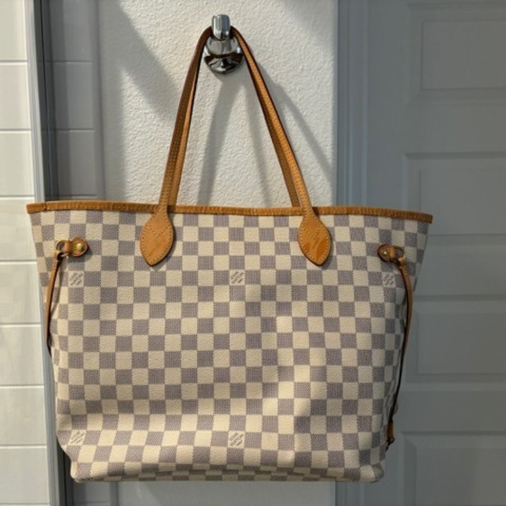 Louis Vuitton Damier Azur Neo Neverfull MM Rose Ballerine - Picture 1 of 15